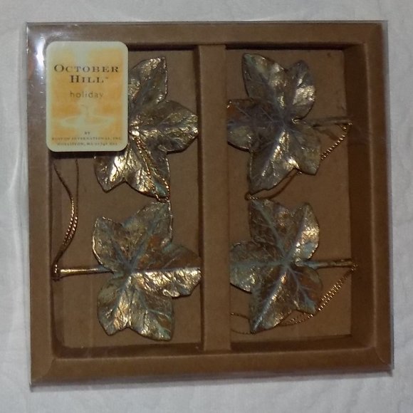 1980's Rustic Gold Mini Maple Leaf Holiday Ornaments by Boston International - Picture 12 of 13